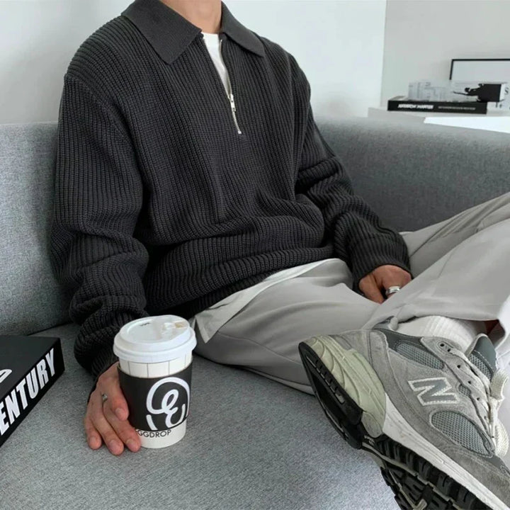 Jorvian | Men’s Jacquard Knit Quarter-Zip Jacket