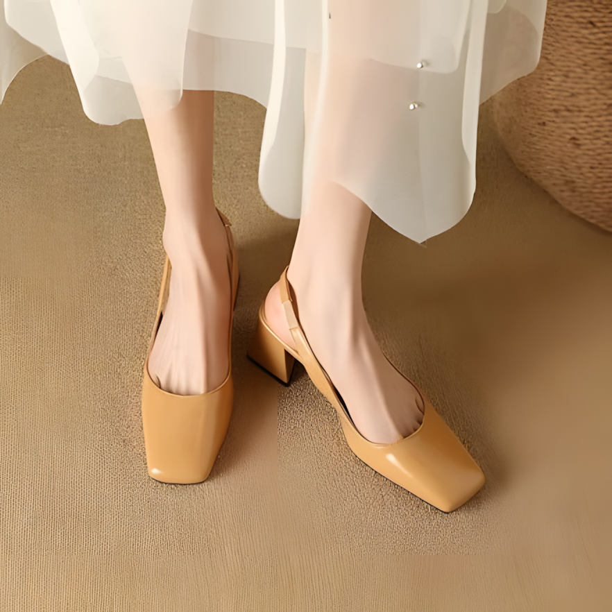 Ruth | Women’s Leather Square Toe Block Heels