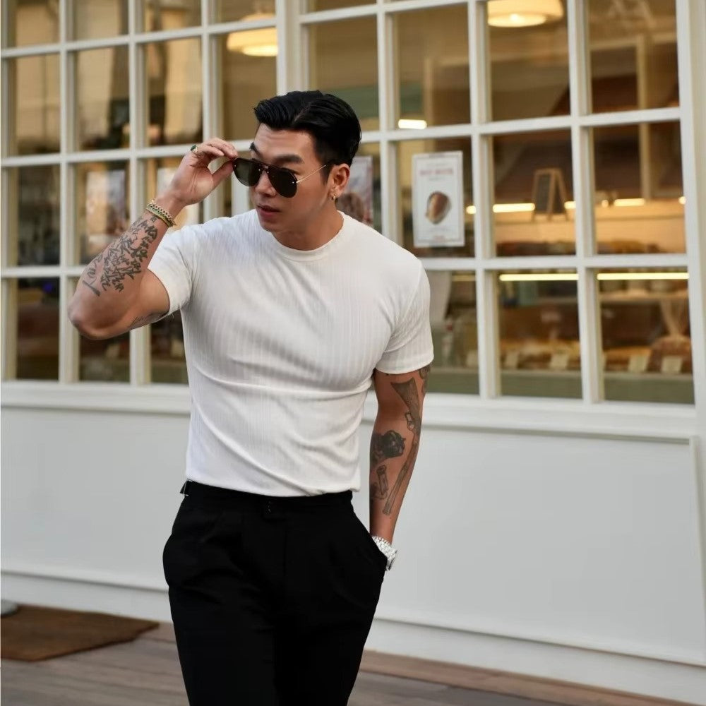 Nathaniel | Men’s Ribbed Knit Tailored T-Shirt