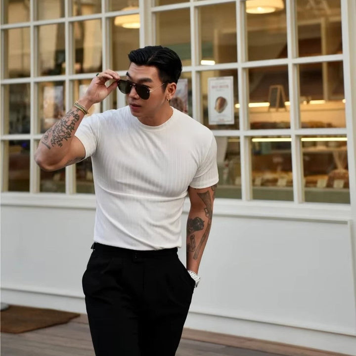 Nathaniel | Men’s Ribbed Knit Tailored T-Shirt