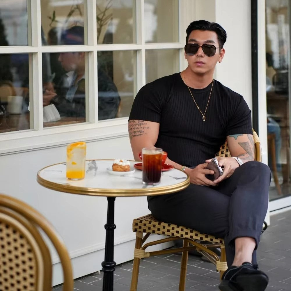 Nathaniel | Men’s Ribbed Knit Tailored T-Shirt