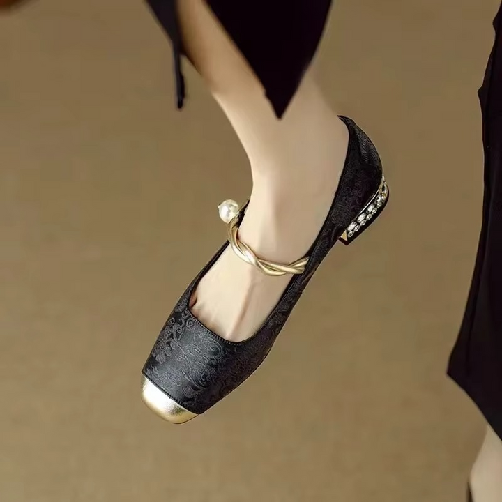 Elena | Women’s Vintage Twisted Strap Block Heel Pumps