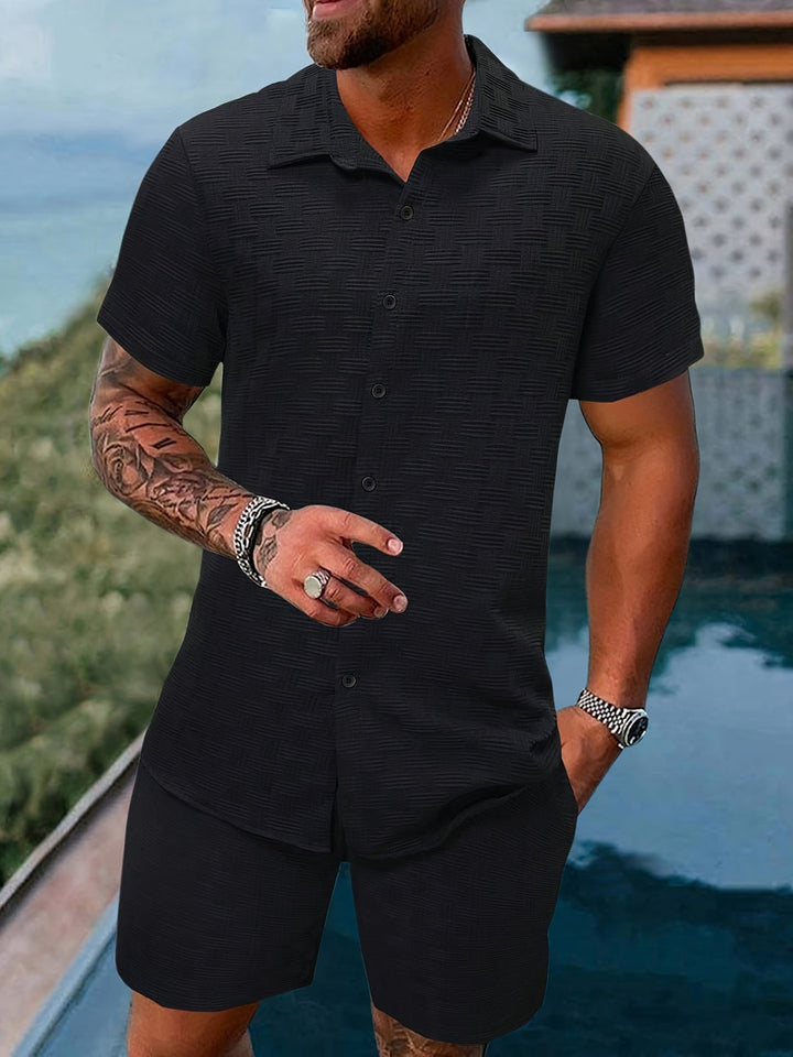 Marzio | Men’s Summer Set – Striped Checkered Texture