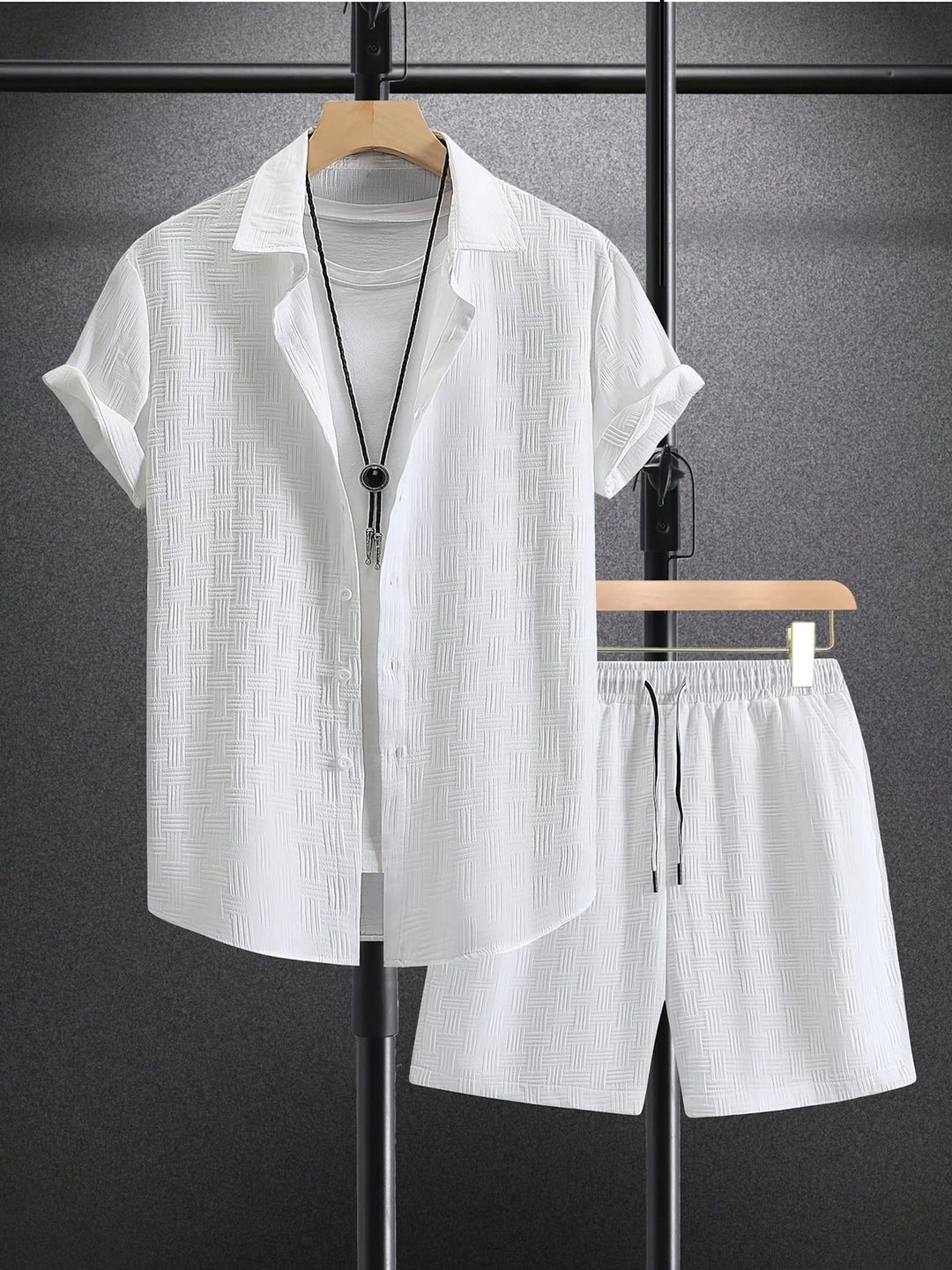 Marzio | Men’s Summer Set – Striped Checkered Texture
