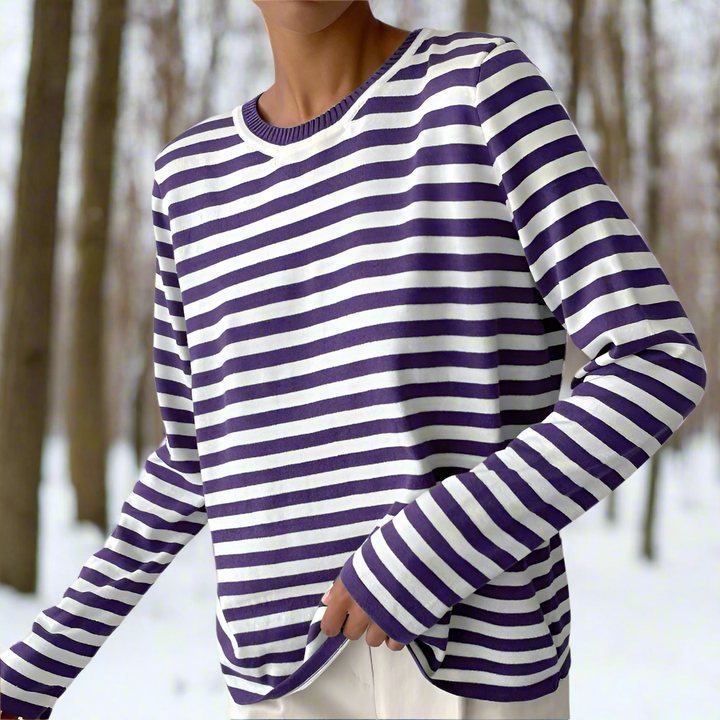Crisha | Women’s Striped Cotton Long Sleeve T-Shirt