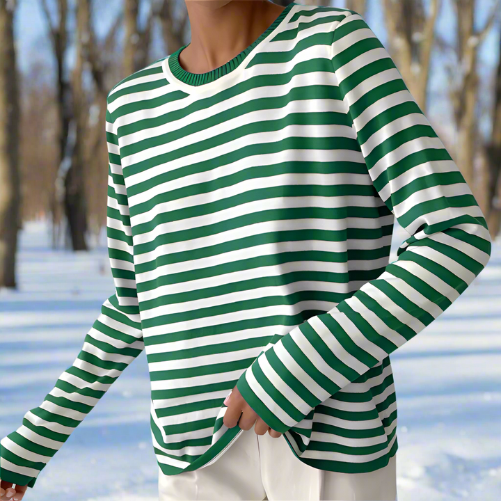 Crisha | Women’s Striped Cotton Long Sleeve T-Shirt