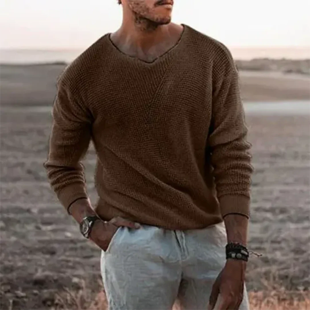 Darine | Men’s Ribbed V-Neck Pullover Sweater