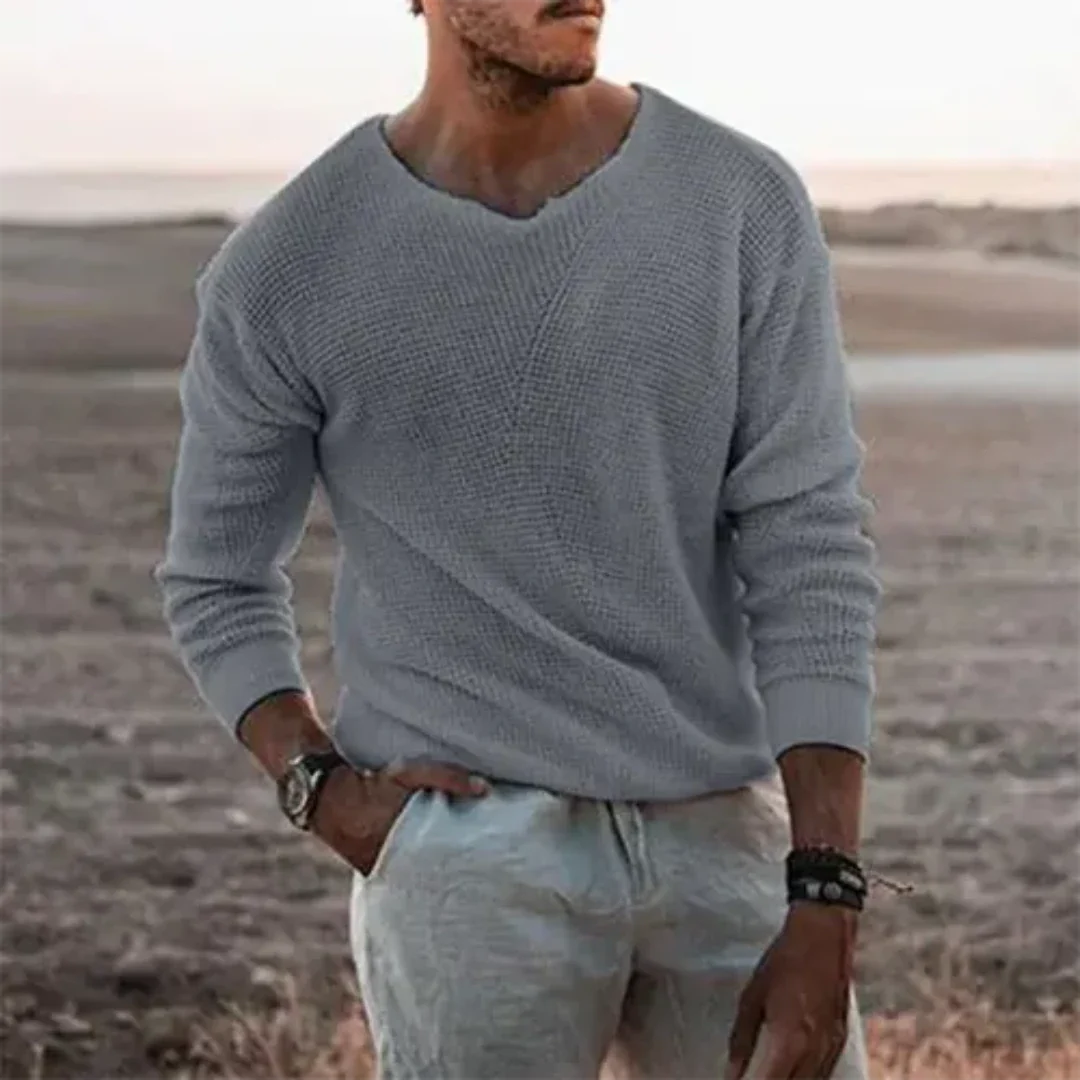 Darine | Men’s Ribbed V-Neck Pullover Sweater